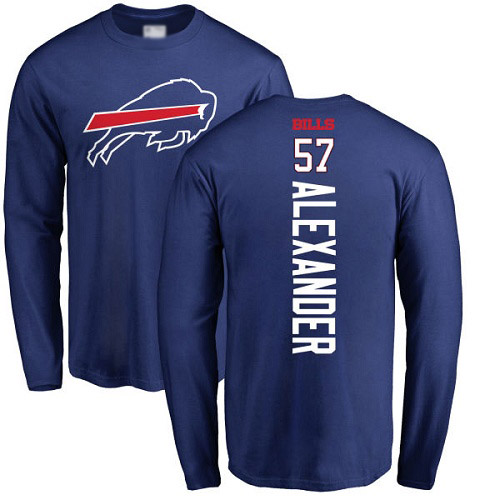 Men NFL Buffalo Bills #57 Lorenzo Alexander Royal Blue Backer Long Sleeve T Shirt->nfl t-shirts->Sports Accessory